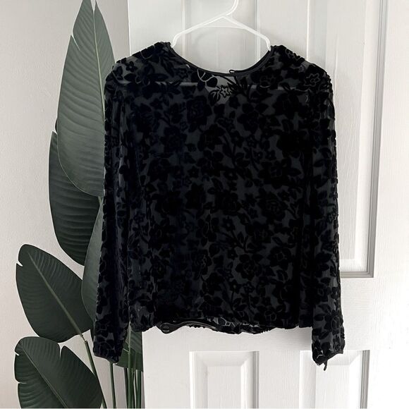 J. Crew Tops - J.Crew Velvet Floral Sheer Silk Blouse